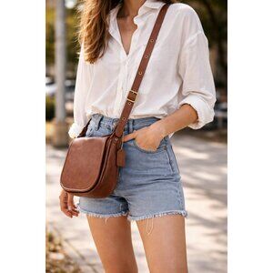 Vintage Coach Brown Leather Crossbody Bag USA Made Saddle Flap Brass Hardware